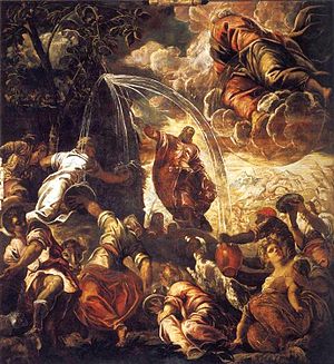 Mosè fa scaturire l 'acqua di Tintoretto