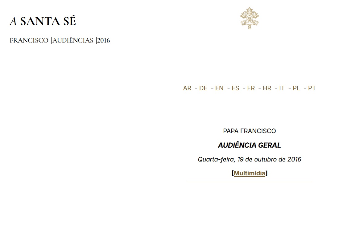 Papa Francesco – Dar da mangiare affamati e dar da bere assetati- Udienza Generale 19.10.2026 – PT Papa Francesco - Dar da mangiare affamati e dar da bere assetati- Udienza Generale 19.10.2026 - PT