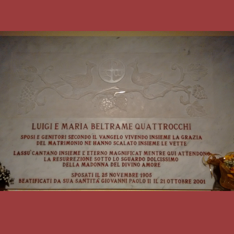 Tomba_Coniugi_Beltrame_Quattrocchi_Santuario_Divino_Amore_Roma_Dettaglio_Lapide Tomba_Coniugi_Beltrame_Quattrocchi_Santuario_Divino_Amore_Roma_Dettaglio_Lapide